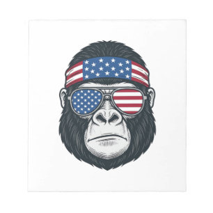 Patriotic Gorilla Face Vintage Engraving Vector_1 Notepad