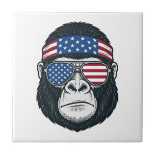 Patriotic Gorilla Face Vintage Engraving Vector_1 Tile