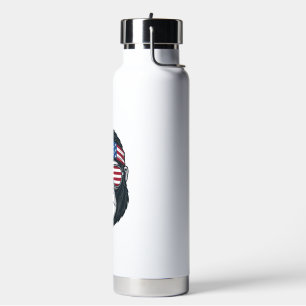 Patriotic Gorilla Face Vintage Engraving Vector_1 Water Bottle