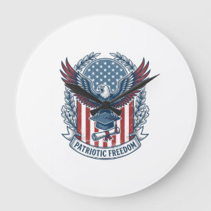Patriotic Graduation Vector Graphic Tee Large Clock