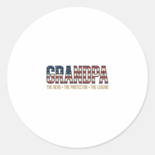 Patriotic Grandpa Hero Protector Legend Vector Des Classic Round Sticker