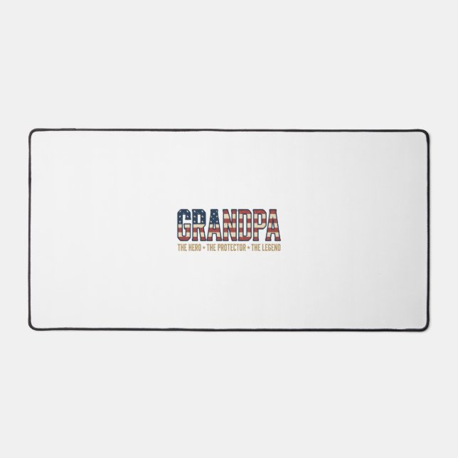 Patriotic Grandpa Hero Protector Legend Vector Des Desk Mat (Front)