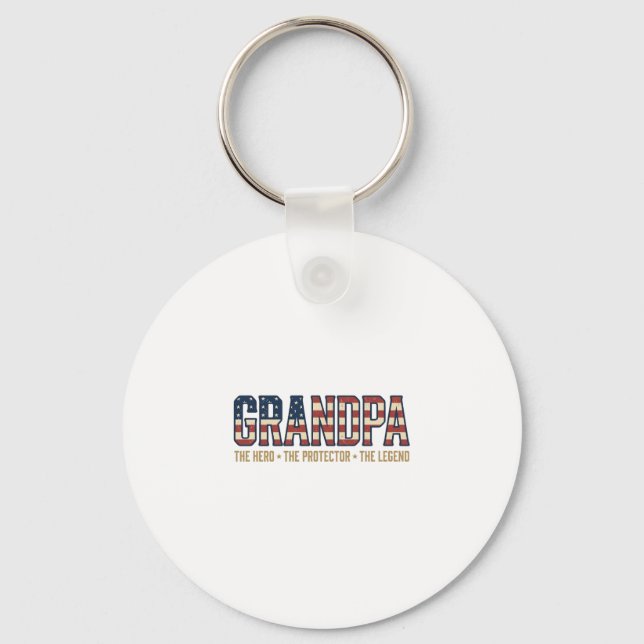 Patriotic Grandpa Hero Protector Legend Vector Des Key Ring (Front)
