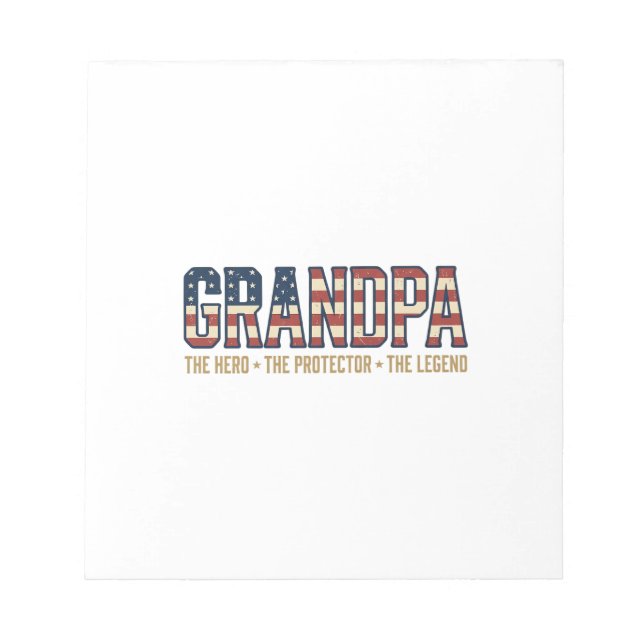 Patriotic Grandpa Hero Protector Legend Vector Des Notepad (Front)