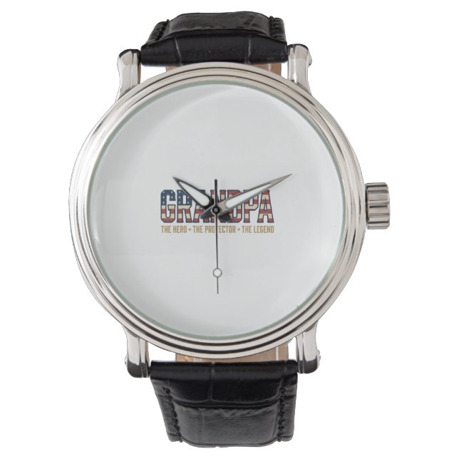 Patriotic Grandpa Hero Protector Legend Vector Des Watch (Front)
