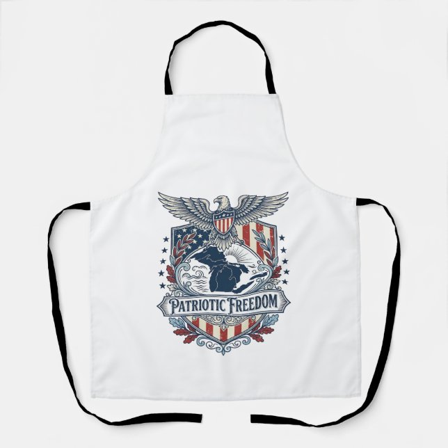 Patriotic Great Lakes Pride Vector Graphic Tee_1 Apron (Front)