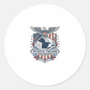 Patriotic Great Lakes Pride Vector Graphic Tee_1 Classic Round Sticker