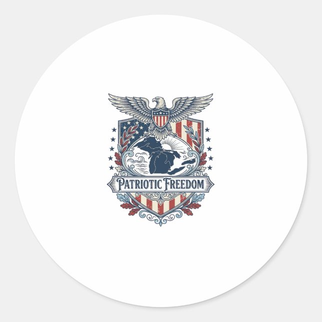 Patriotic Great Lakes Pride Vector Graphic Tee_1 Classic Round Sticker (Front)