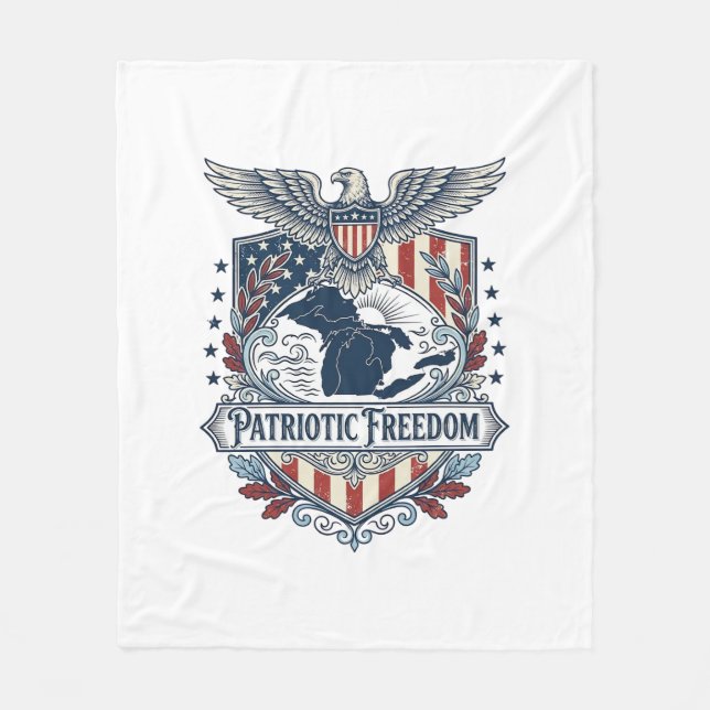 Patriotic Great Lakes Pride Vector Graphic Tee_1 Fleece Blanket (Front)