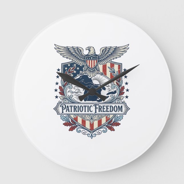 Patriotic Great Lakes Pride Vector Graphic Tee_1 Large Clock (Front)
