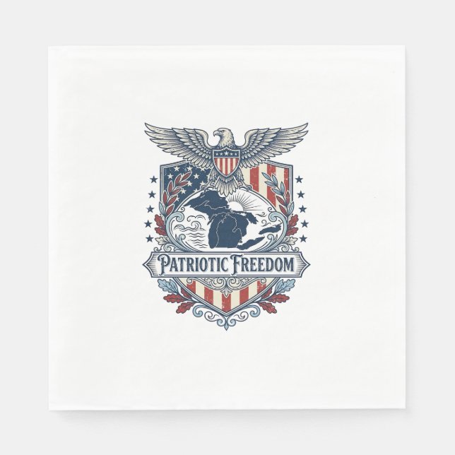 Patriotic Great Lakes Pride Vector Graphic Tee_1 Napkin (Front)