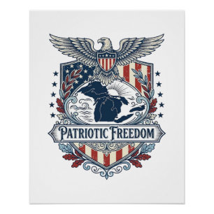 Patriotic Great Lakes Pride Vector Graphic Tee_1 Poster