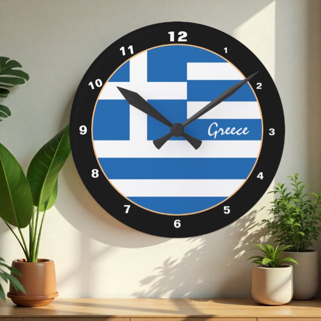 Patriotic Greece, Greek Flag trendy Home /design Round Clock (Creator Uploaded)