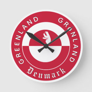 Patriotic Greenland Clock, Bear, Greenland Flag Round Clock