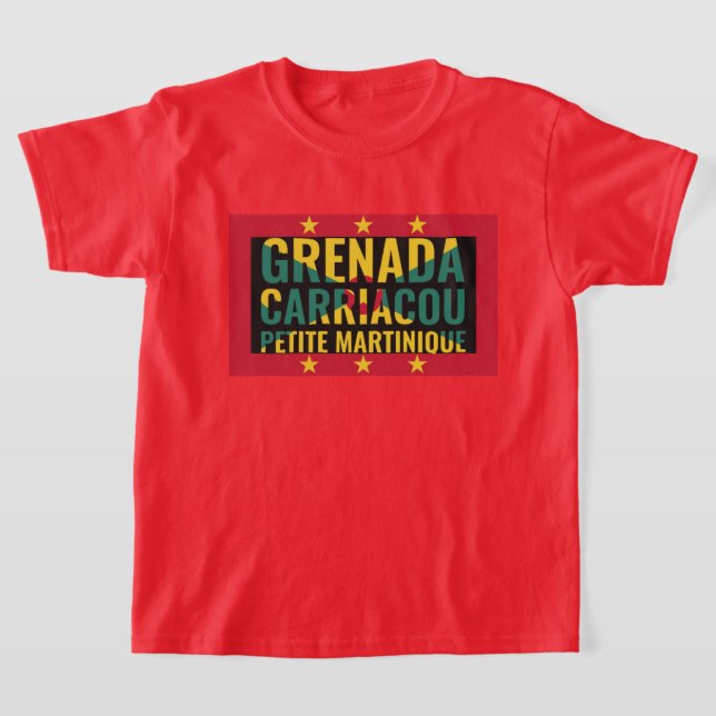 Patriotic Grenada Flag Kids T-Shirt (Laydown)