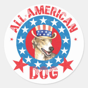 Patriotic Greyhound Classic Round Sticker