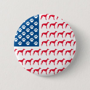Patriotic Greyhound Dog 6 Cm Round Badge