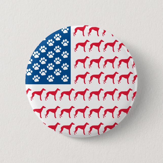 Patriotic Greyhound Dog 6 Cm Round Badge (Front)