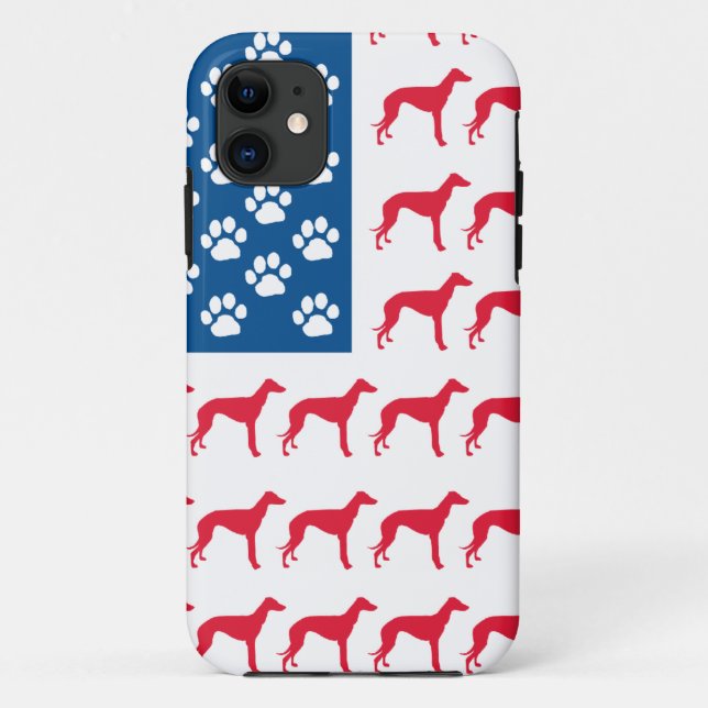 Patriotic Greyhound Dog Case-Mate iPhone Case (Back)