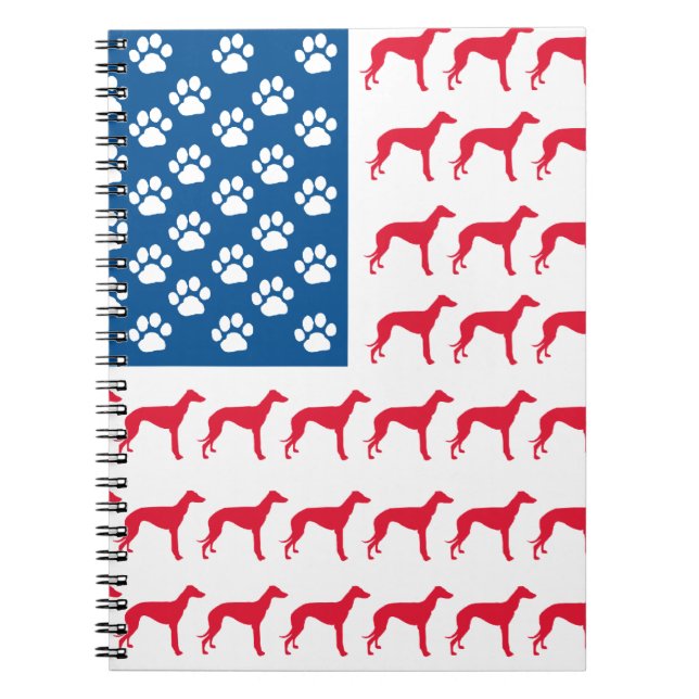 Patriotic Greyhound Dog Spiral Notebook (Front)