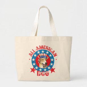 Patriotic Greyhound Large Tote Bag