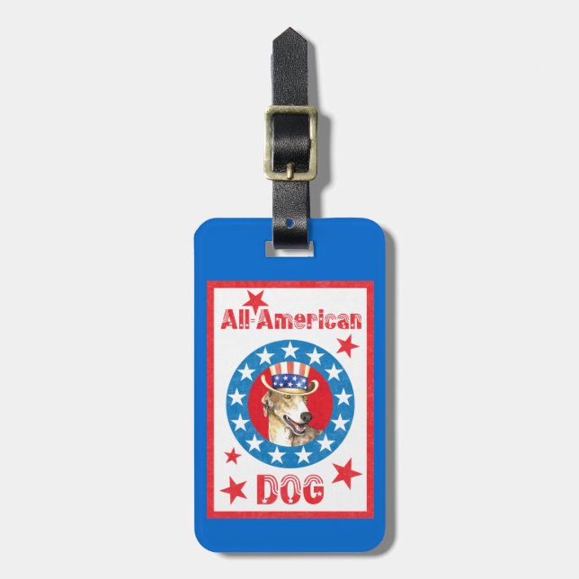 Patriotic Greyhound Luggage Tag (Front Vertical)