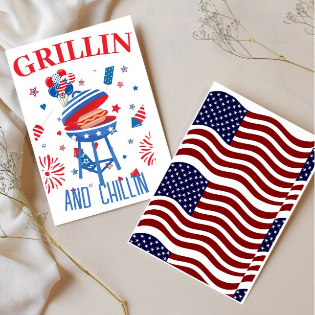Patriotic grilling hotdog 4th of july invitation (Creator Uploaded)