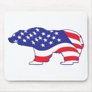 Patriotic Grizzly Bear Mouse Pad