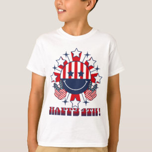 Patriotic groovy Happy Face -peace sign  Happy 4th T-Shirt