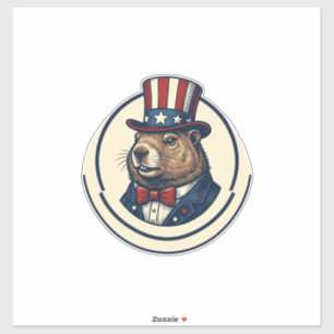 Patriotic Groundhog Vintage Engraving Shirt Design