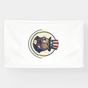 Patriotic Groundhog Vintage Engraving Shirt Design Banner