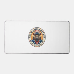 Patriotic Groundhog Vintage Engraving Shirt Design Desk Mat