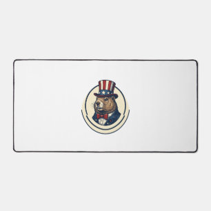 Patriotic Groundhog Vintage Engraving Shirt Design Desk Mat