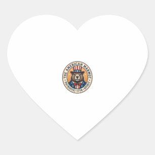 Patriotic Groundhog Vintage Engraving Shirt Design Heart Sticker