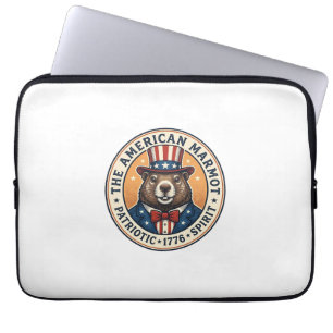 Patriotic Groundhog Vintage Engraving Shirt Design Laptop Sleeve