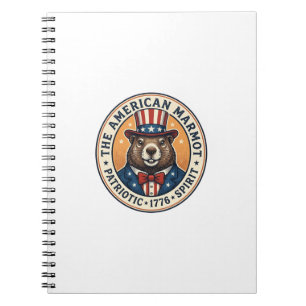 Patriotic Groundhog Vintage Engraving Shirt Design Notebook