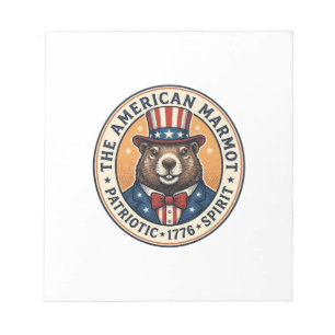 Patriotic Groundhog Vintage Engraving Shirt Design Notepad
