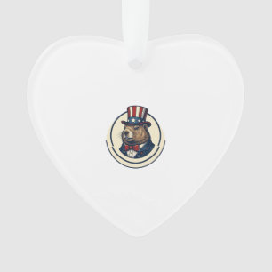 Patriotic Groundhog Vintage Engraving Shirt Design Ornament