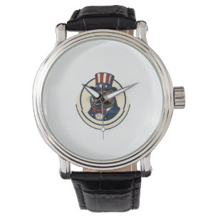 Patriotic Groundhog Vintage Engraving Shirt Design Watch