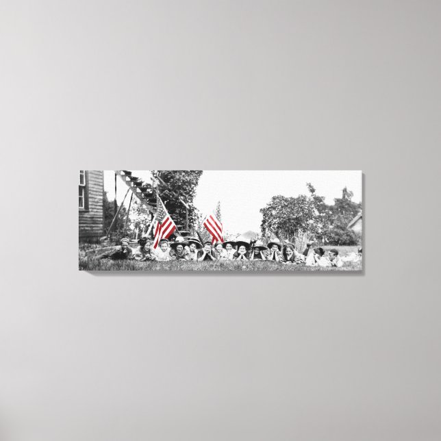 Patriotic Group Women American Flag Circa 1910 Canvas Print (Front)