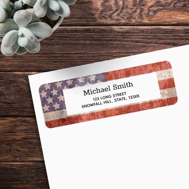 Patriotic Grunge American Flag (Patriotic Grunge American Flag Return Address Labels.  Stars and stripes with nostalgic vibes.)