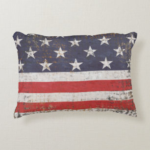 Patriotic Grunge American Flag Decorative Cushion