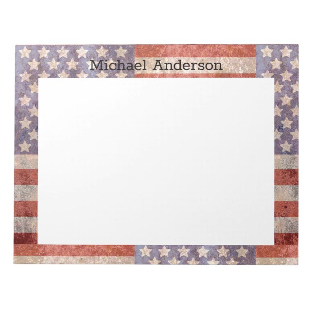 Patriotic Grunge American Flag Notepad (Front)