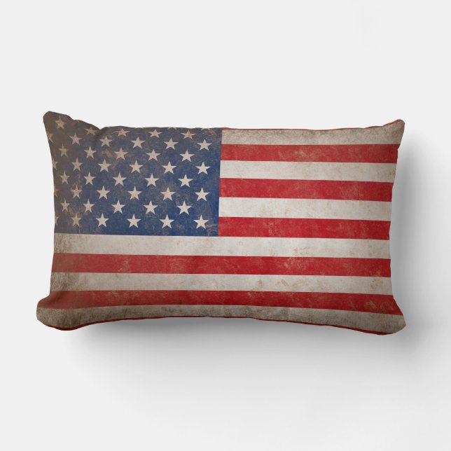 Patriotic Grunge American Flag Throw Pillow (Front)