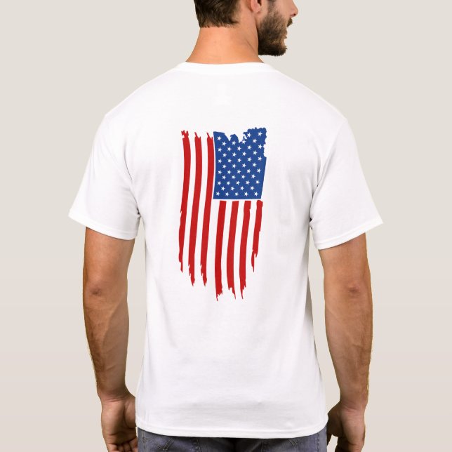 *~* Patriotic Grunge American USA Flag Modern T-Shirt (Back)