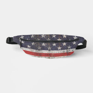 Patriotic Grunge Stars and Stripes Pattern Bum Bags