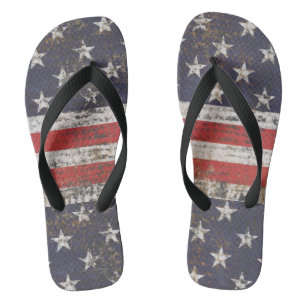 Patriotic Grunge Stars and Stripes Pattern Jandals