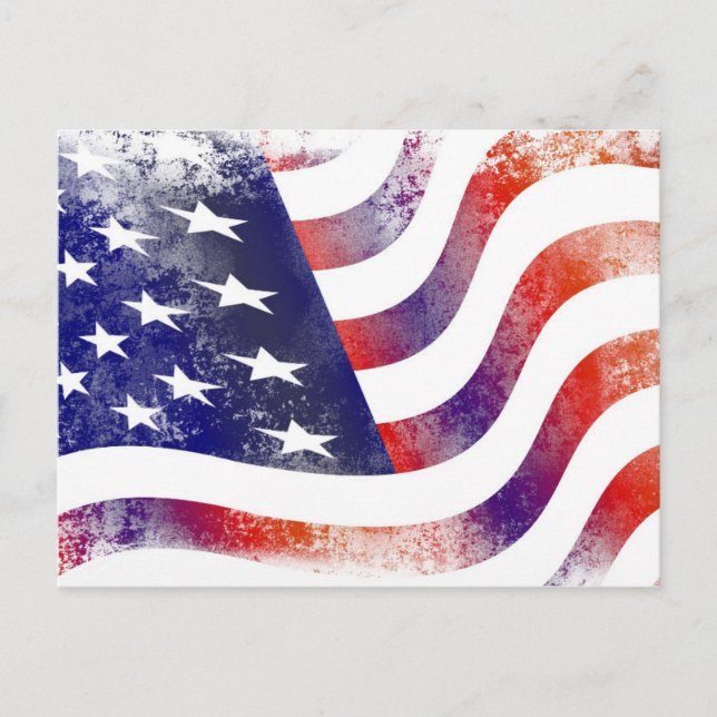 Patriotic Grunge Style Faded American Flag Postcard (Front)