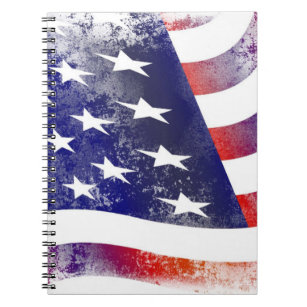 Patriotic Grunge Style Faded American Flag Spiral Notebook