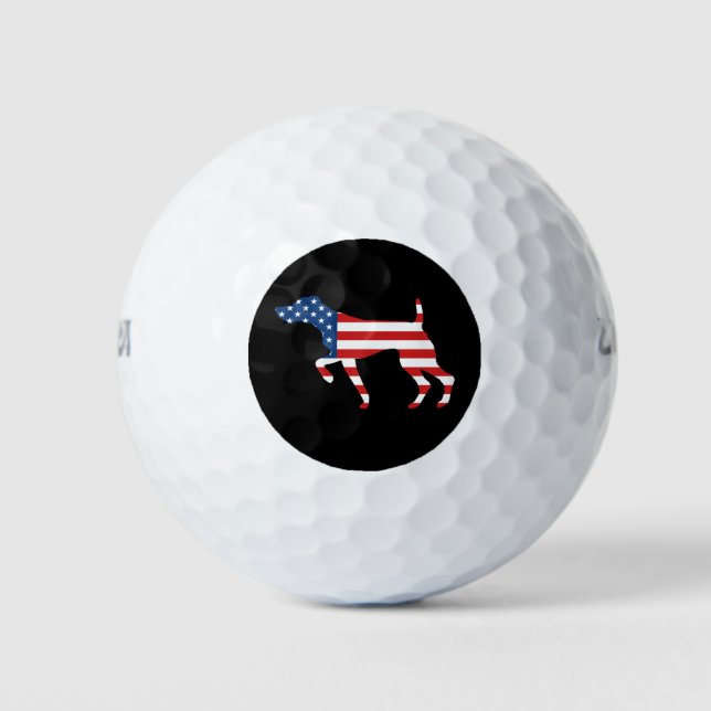 Patriotic GSP Dog Pointing  Golf Balls (Front)
